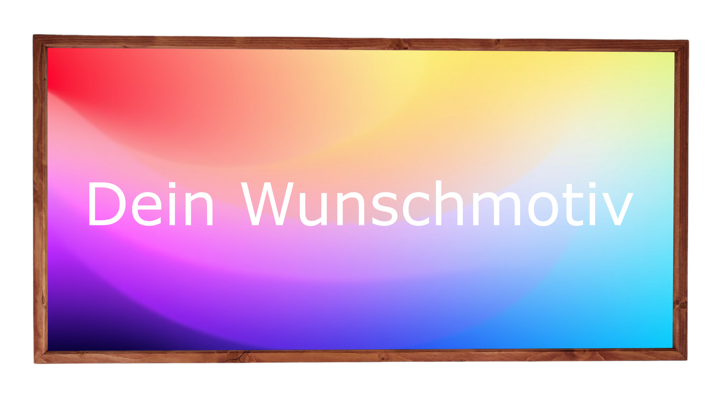 Akustikbild KUNIGUNDE Wunschmotiv im Palisander-Rahmen – 100x50 cm, transparent