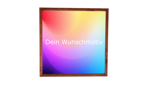 Akustikbild KUNIGUNDE Wunschmotiv im Palisander-Rahmen – 50x50 cm, transparent